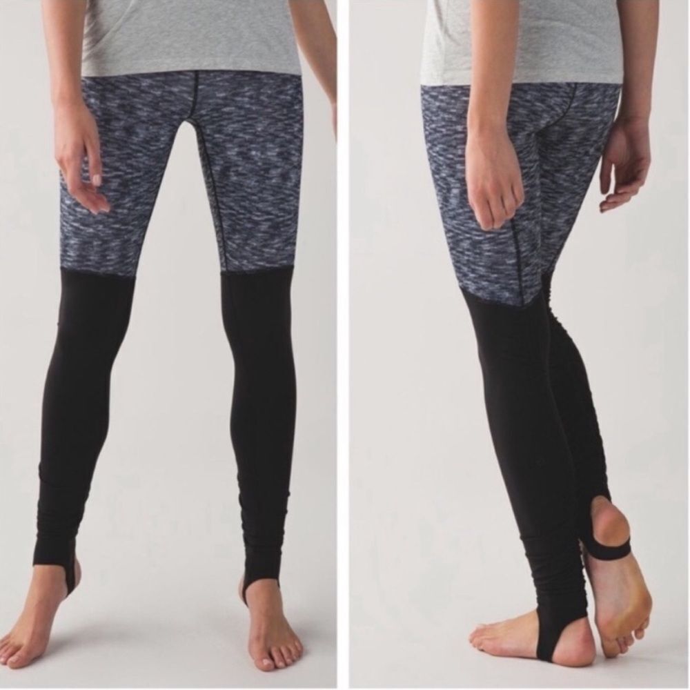 Lululemon Wunder under stirrups leggings heathered gray and black